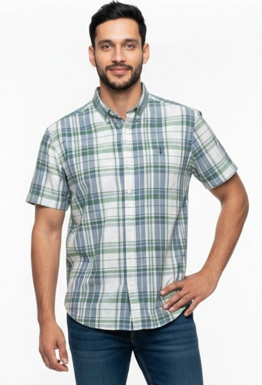 Mens COLUMBIA Rapid Rivers II Green | White Plaid Short Sleeve Shirt Size XL
